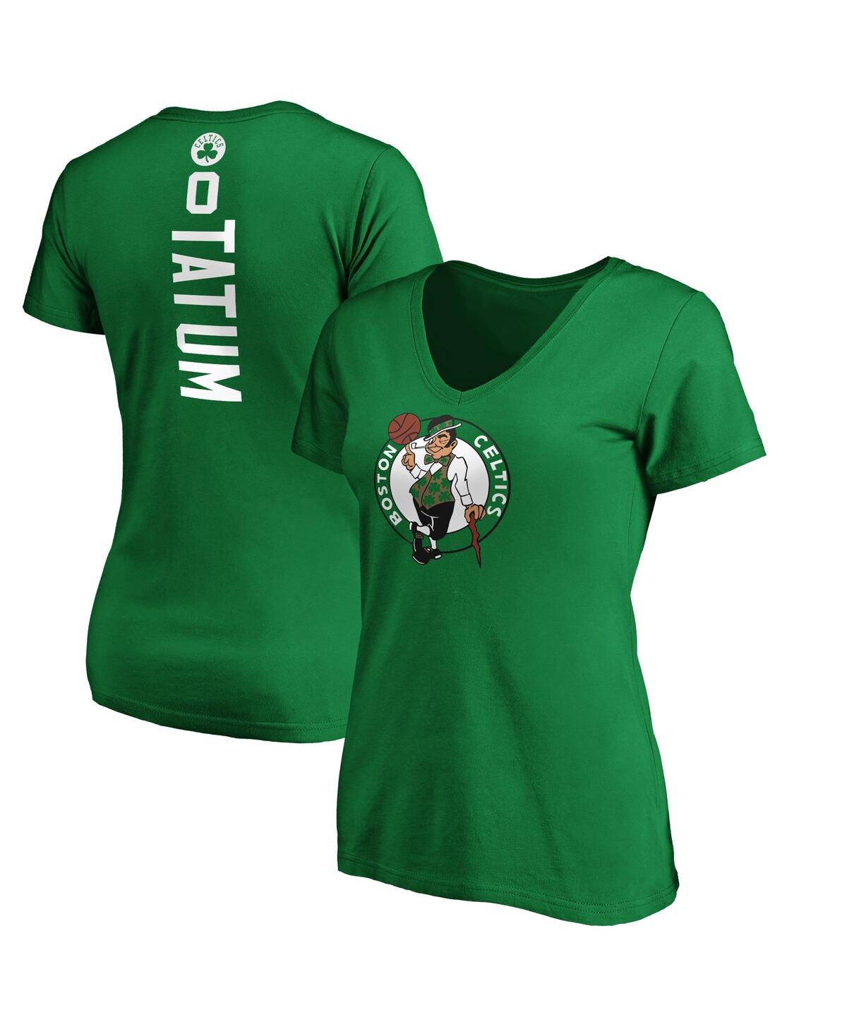 Fanatics Women's Jayson Tatum Kelly Green Boston Celtics Playmaker Name Number V-neck T-shirt In Kelly Green