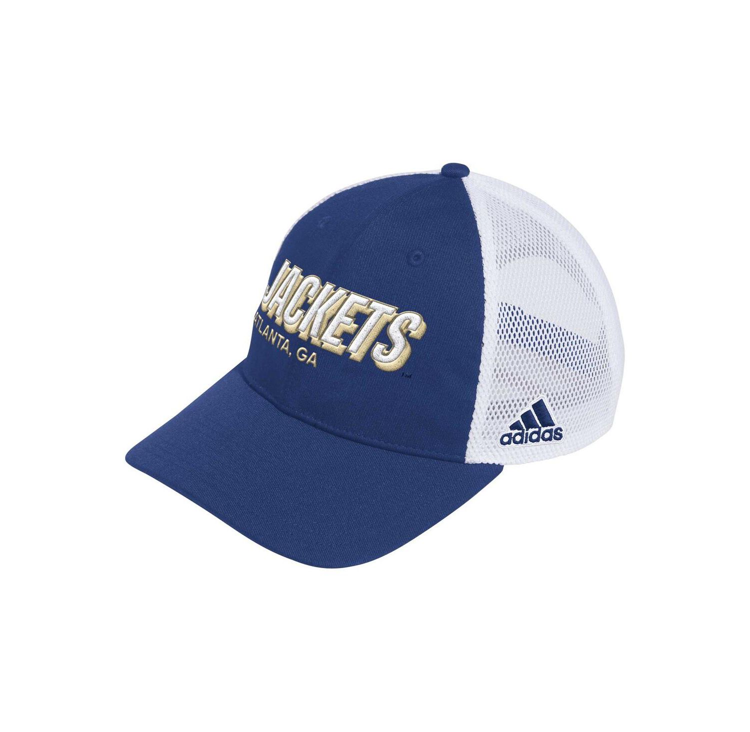 Men's Navy Georgia Tech Yellow Jackets Mascot Block Letter Slouch Trucker Adjustable Hat