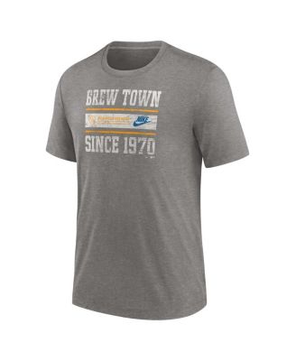 Men's Heather Charcoal Milwaukee Brewers Cooperstown Collection Local Stack Tri-Blend T-Shirt