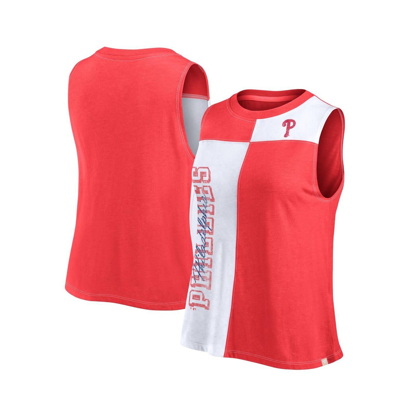 Женский топ Fanatics Red/White Philadelphia Phillies Color-Block — фото 1