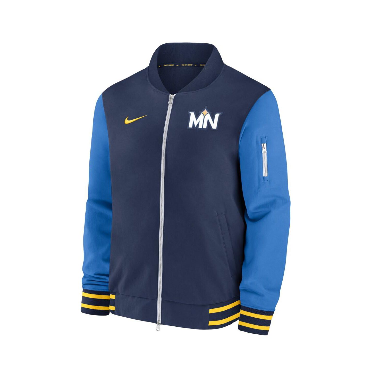 Мужская куртка Nike Navy Minnesota Twins 2024 City Connect Authentic Collection Game Time Full-Zip Bomber — фото 2