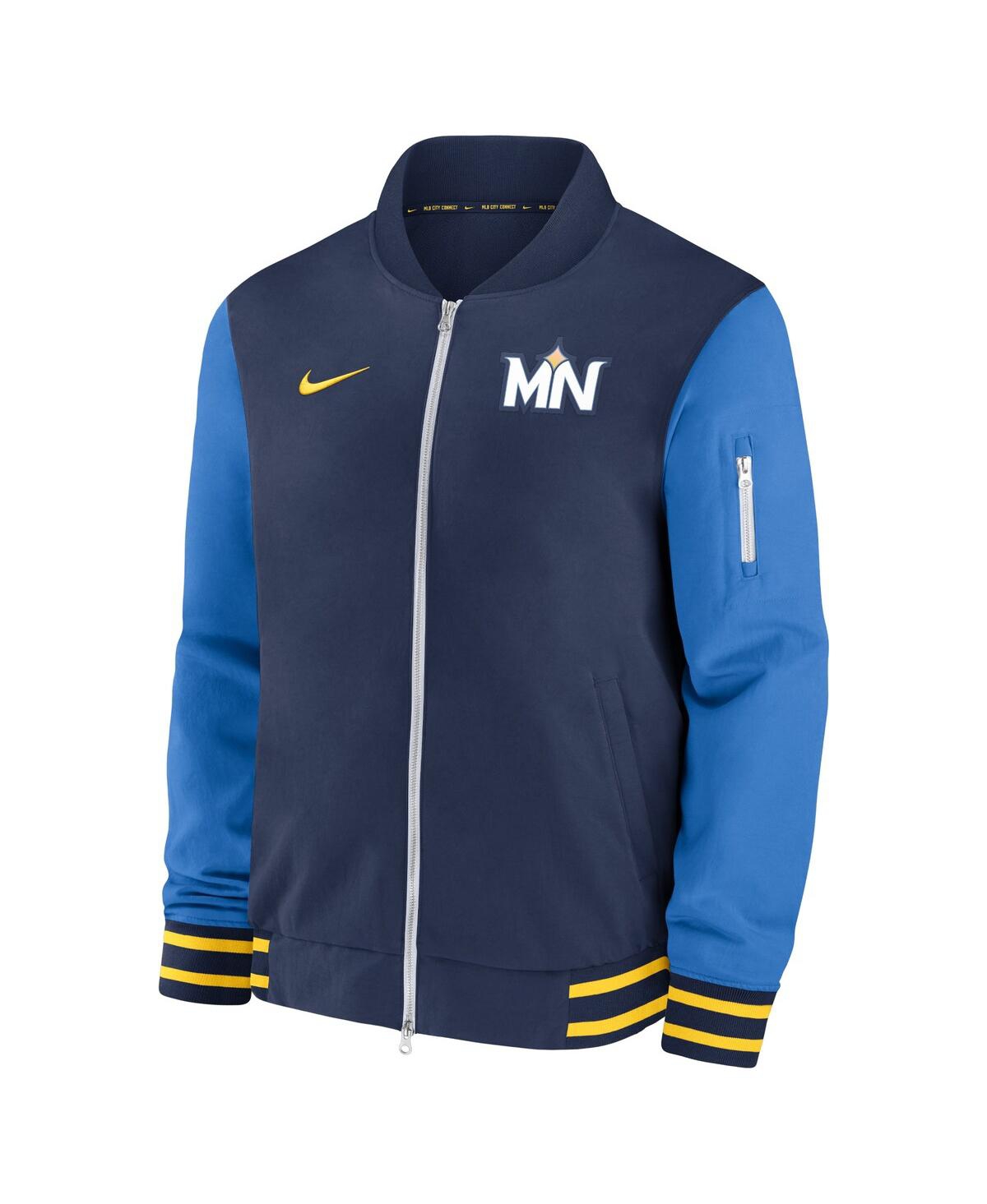 Nike Men's Navy Minnesota Twins 2024 City Connect Authentic Collection Game Time Full-zip Bomber Jacket In Navy