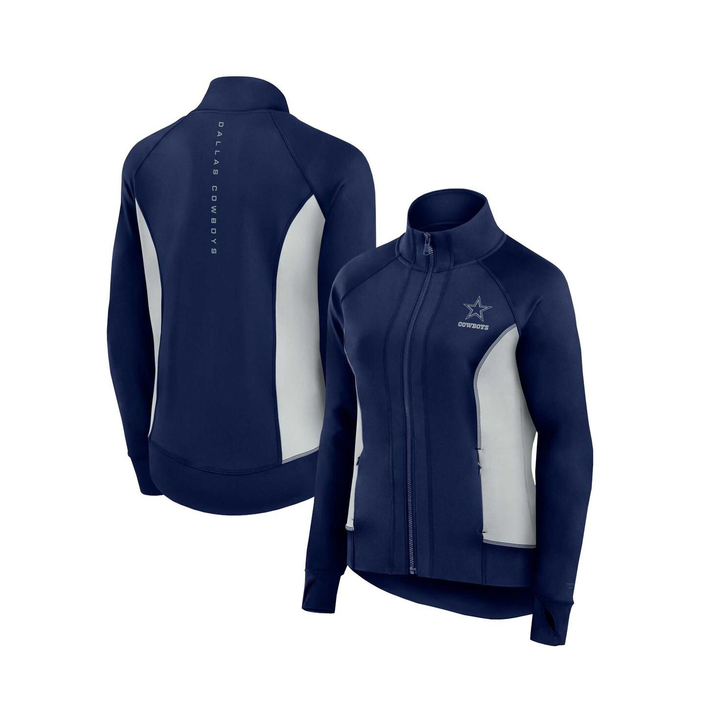 Женская куртка Fanatics Navy Dallas Cowboys Studio Fitted Full-Zip Gym Track Jacket — фото 1