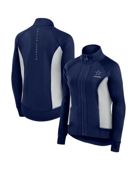 Женские куртки Fanatics Women's Navy Dallas Cowboys Studio Fitted Full-Zip Gym Track Jacket