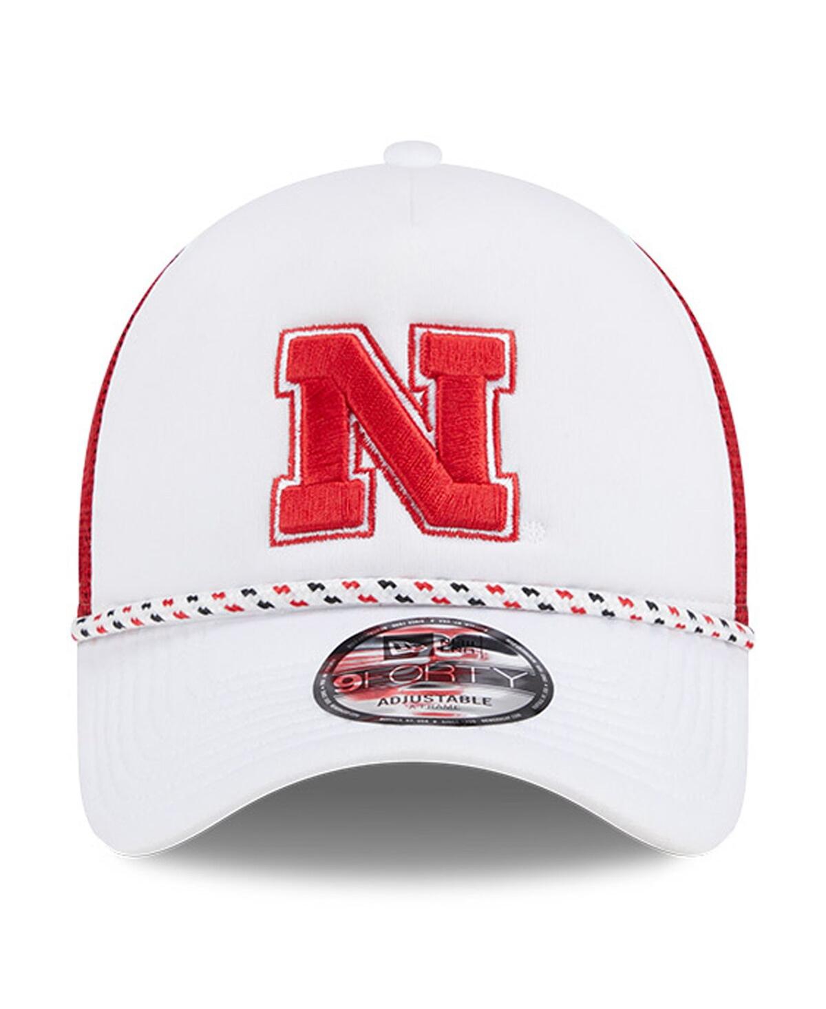 New Era Men'sScarlet Nebraska Huskers Court Sport Foam A-Frame 9FORTY Adjustable Trucker Hat - White, Scarlet