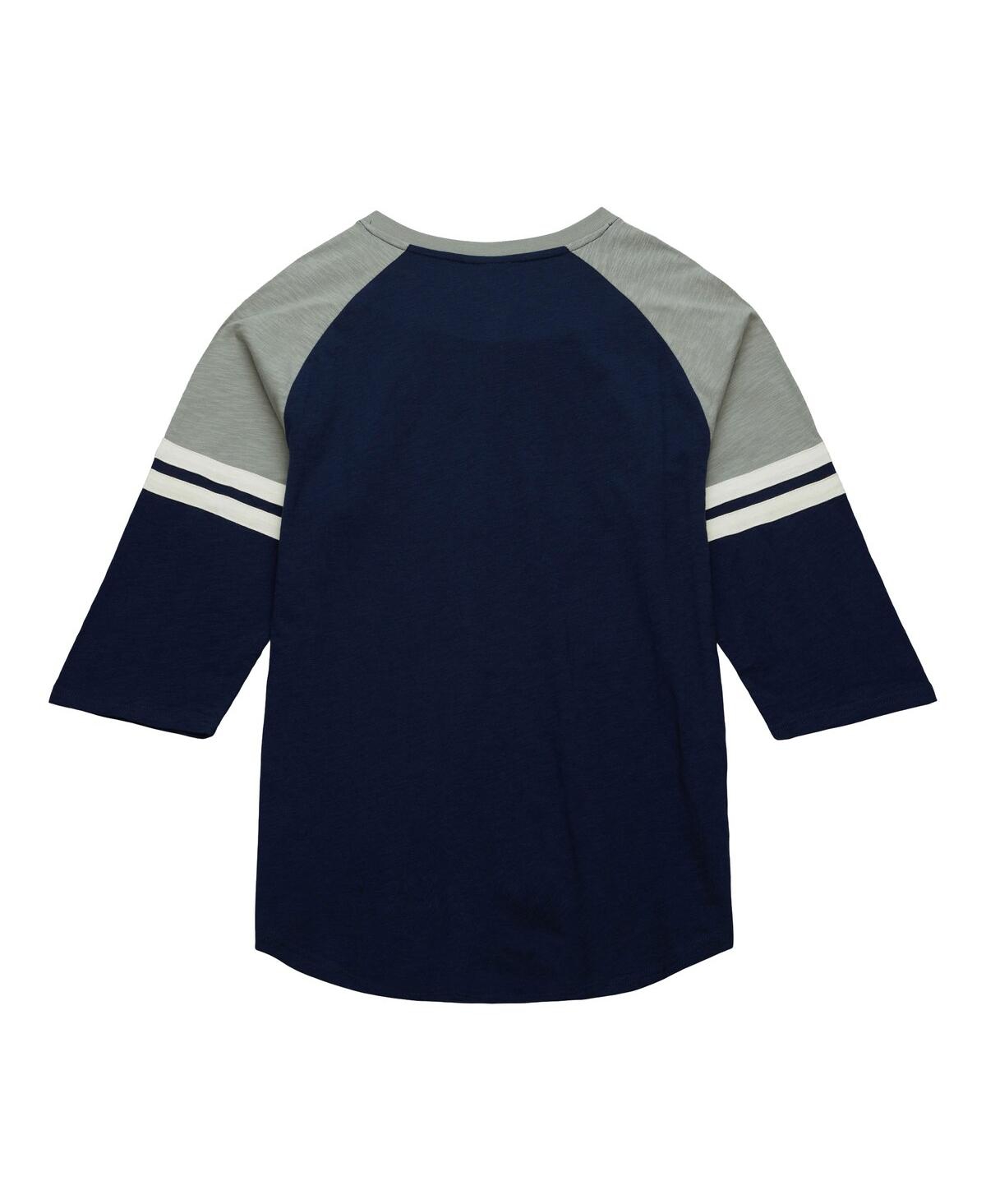 Mitchell & Ness Men'sNew York Yankees Cooperstown Collection Legendary Raglan Slub Henley 3/4-Sleeve T-Shirt - Navy