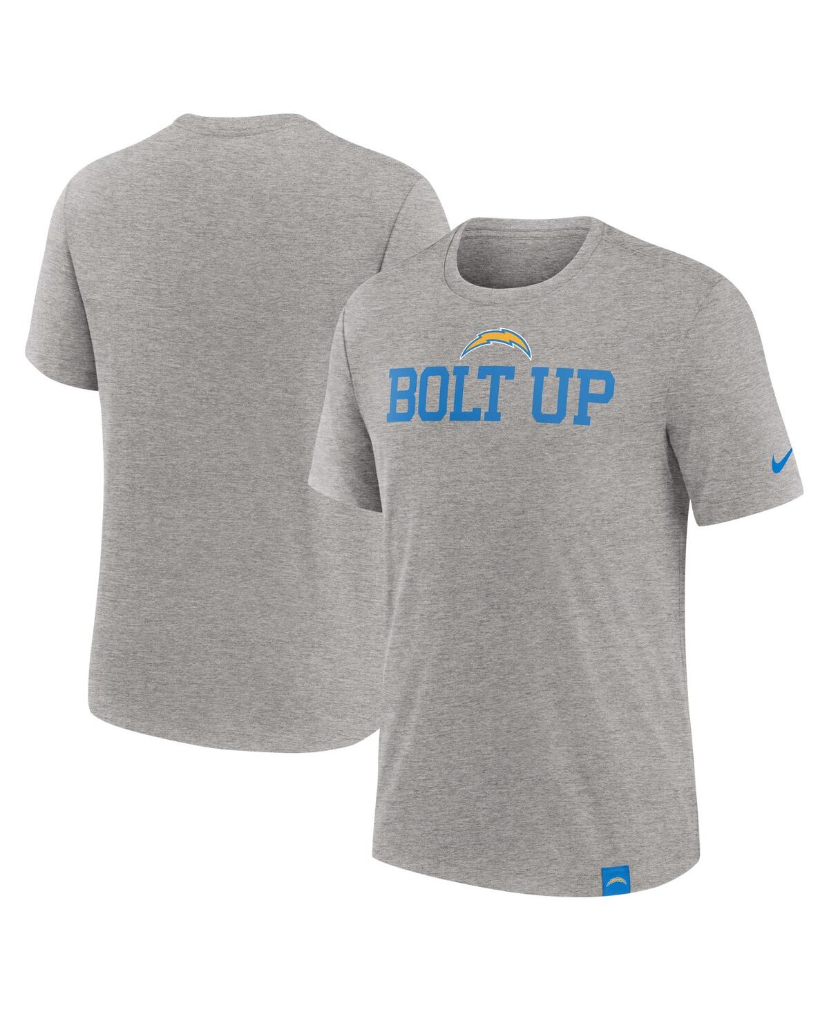 NIKE MEN'S HEATHER GRAY LOS ANGELES CHARGERS BLITZ TRI-BLEND T-SHIRT