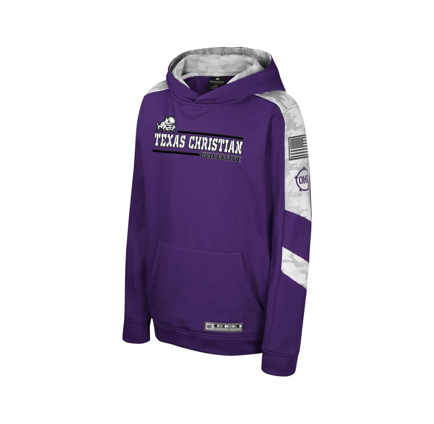 Big Boys and Girls Purple TCU Horned Frogs OHT Military Appreciation Cyclone Digital Camo Pullover Hoodie