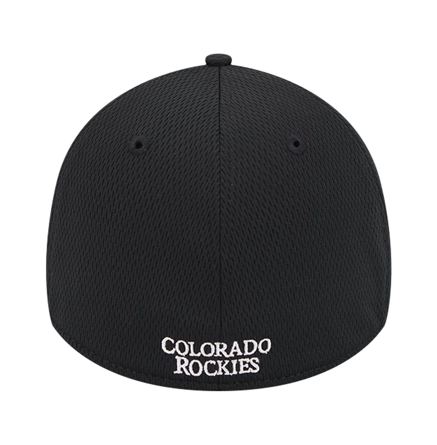 Мужская кепка New Era Black Colorado Rockies Active Dash Mark 39THIRTY Flex Hat — фото 2