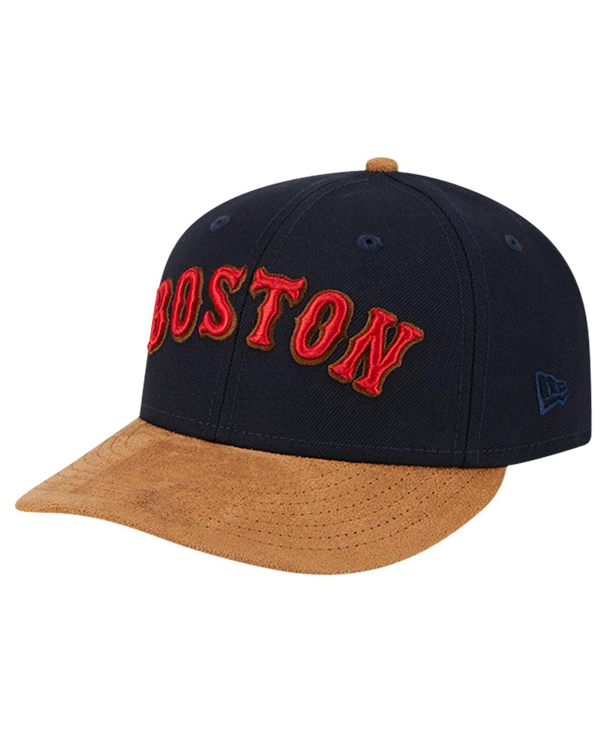 NEW ERA MEN'S NAVY BOSTON RED SOX TEAM SUEDE VISOR LOW PROFILE 59FIFTY FITTED HAT 