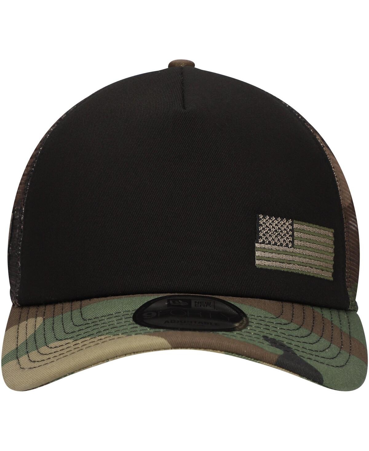 New Era Men'sCamo William Byron Trucker 9FORTY Adjustable Hat - Black, Camo