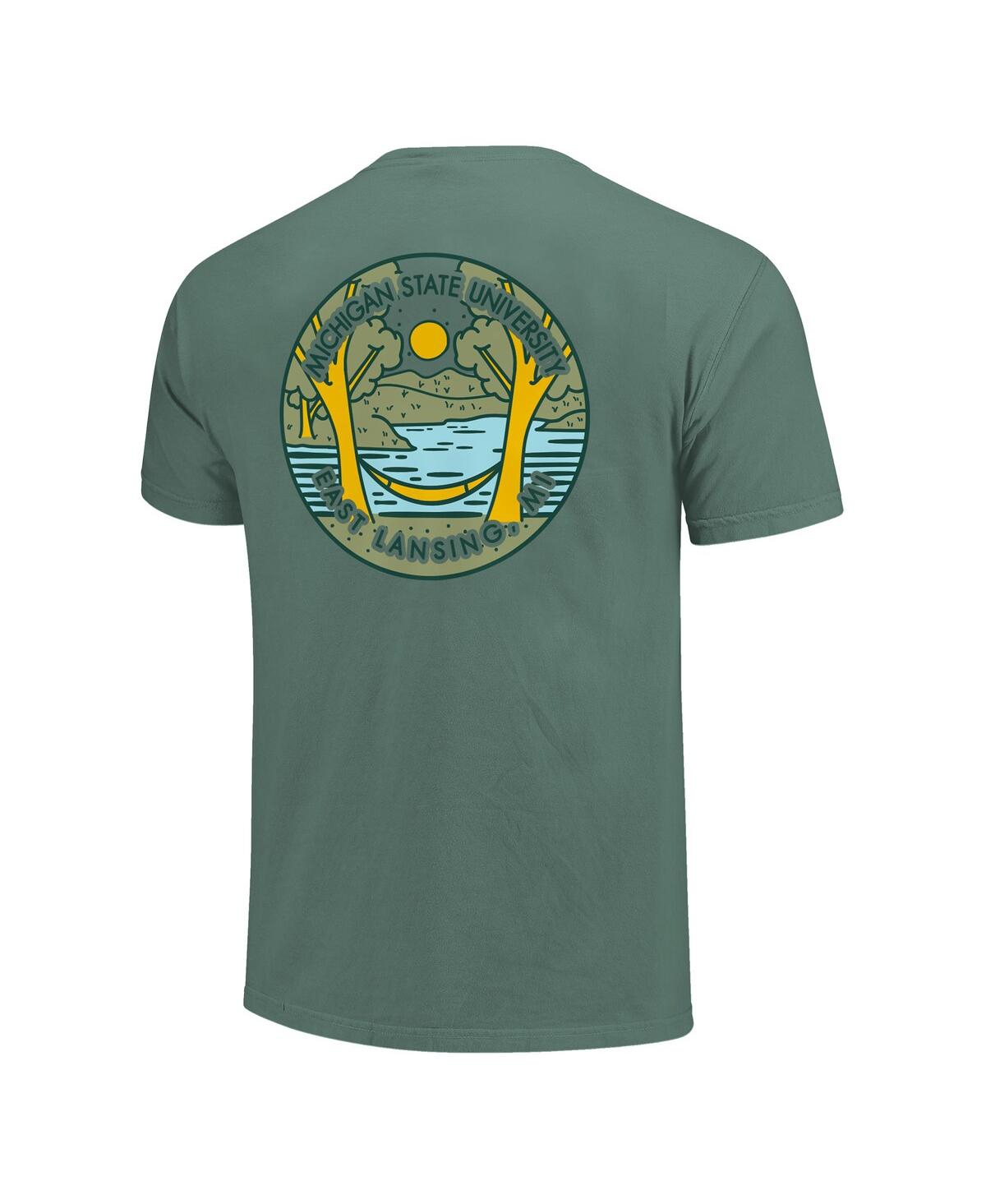 Image One Women's Green Michigan State Spartans Comfort Colors Checkered Mascot T-shirt In Green