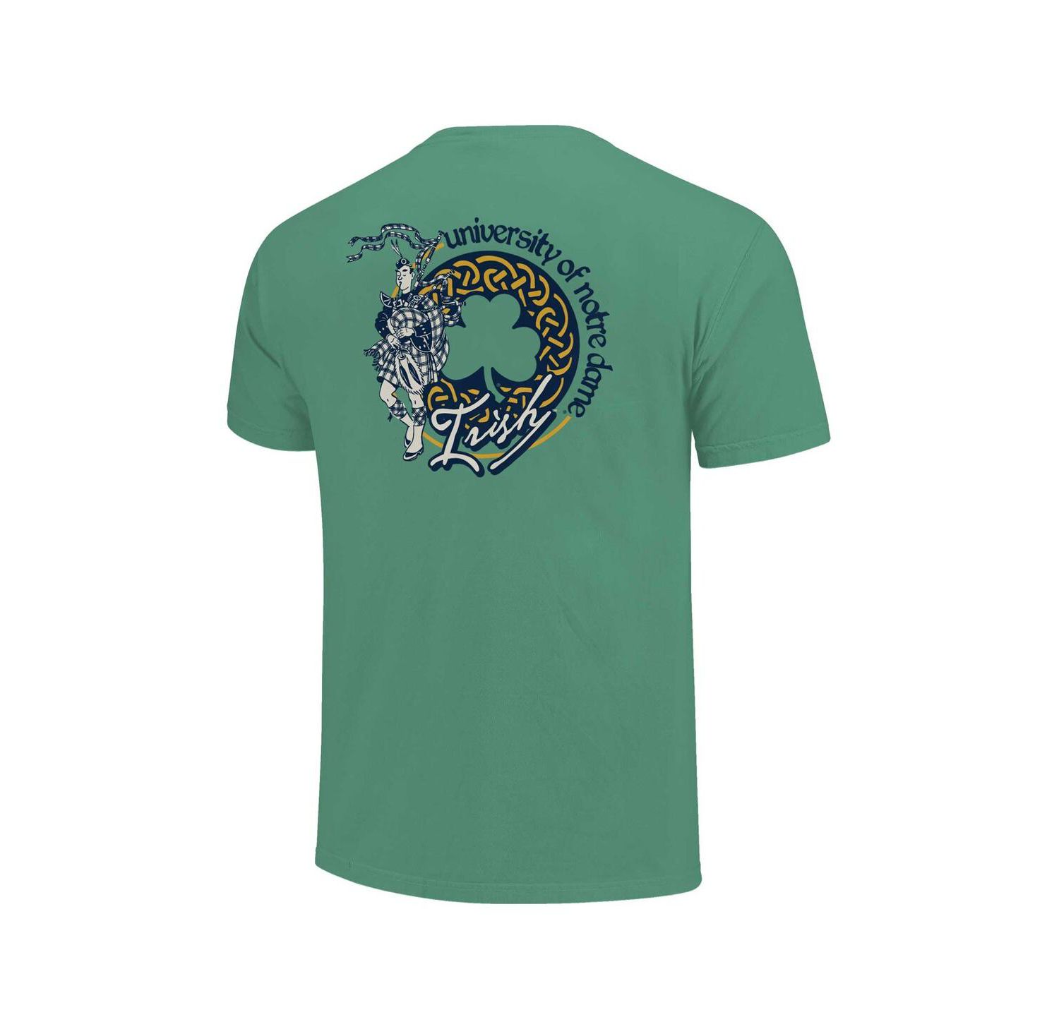 Men's and Women's Green Notre Dame Fighting Irish Hyper Local Celtic Knot Bagpipes T-Shirt