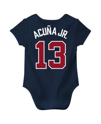 Baby Ronald Acuna Jr. Navy Atlanta Braves Fuse Name Number Bodysuit