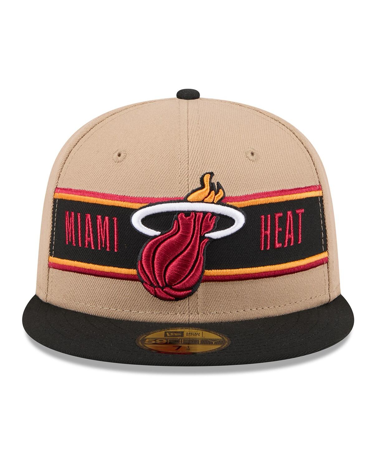 New Era Men'sBlack Miami Heat 2024 Nba Draft 59FIFTY Fitted Hat - Tan, Black