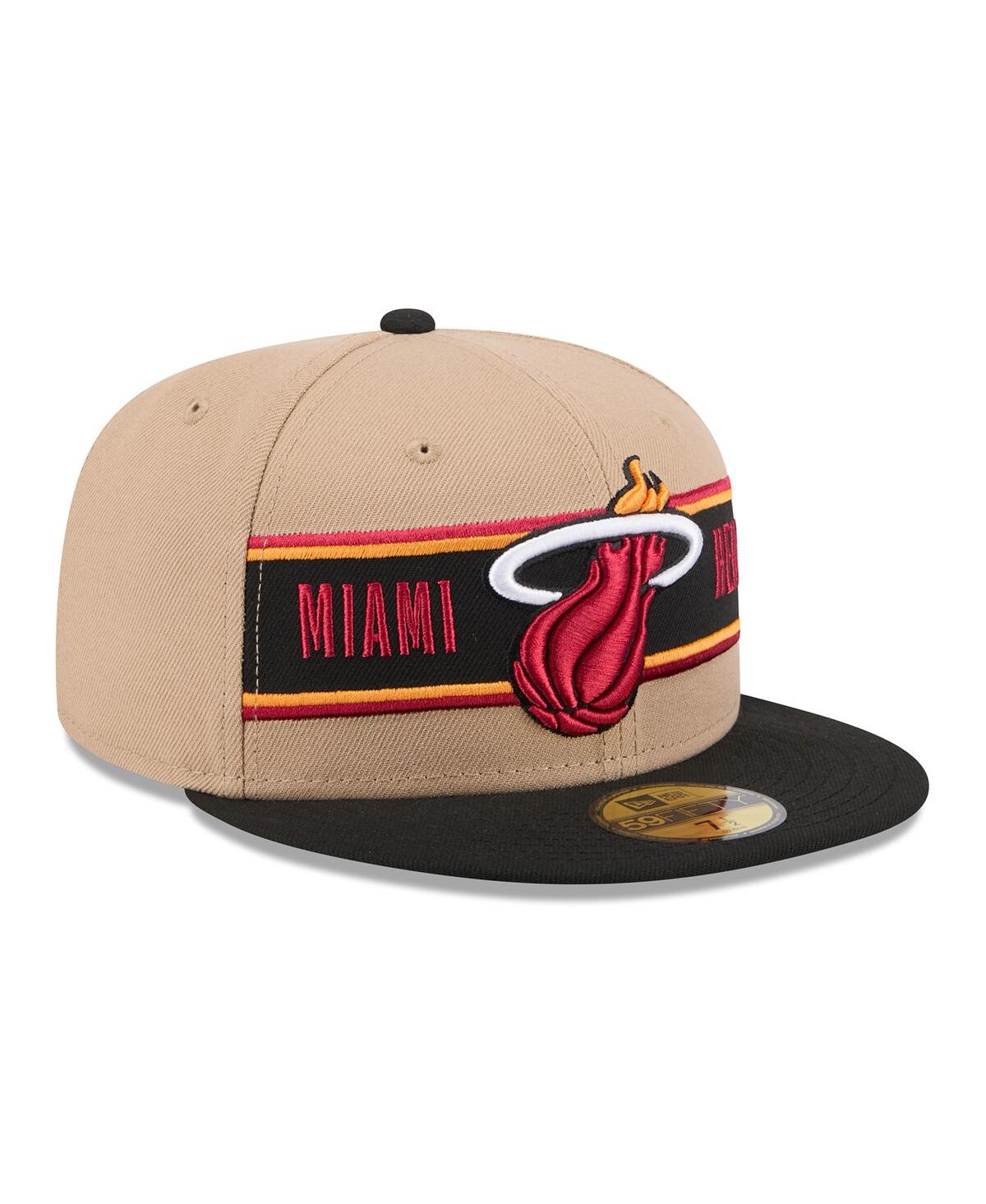 New Era Men'sBlack Miami Heat 2024 Nba Draft 59FIFTY Fitted Hat - Tan, Black