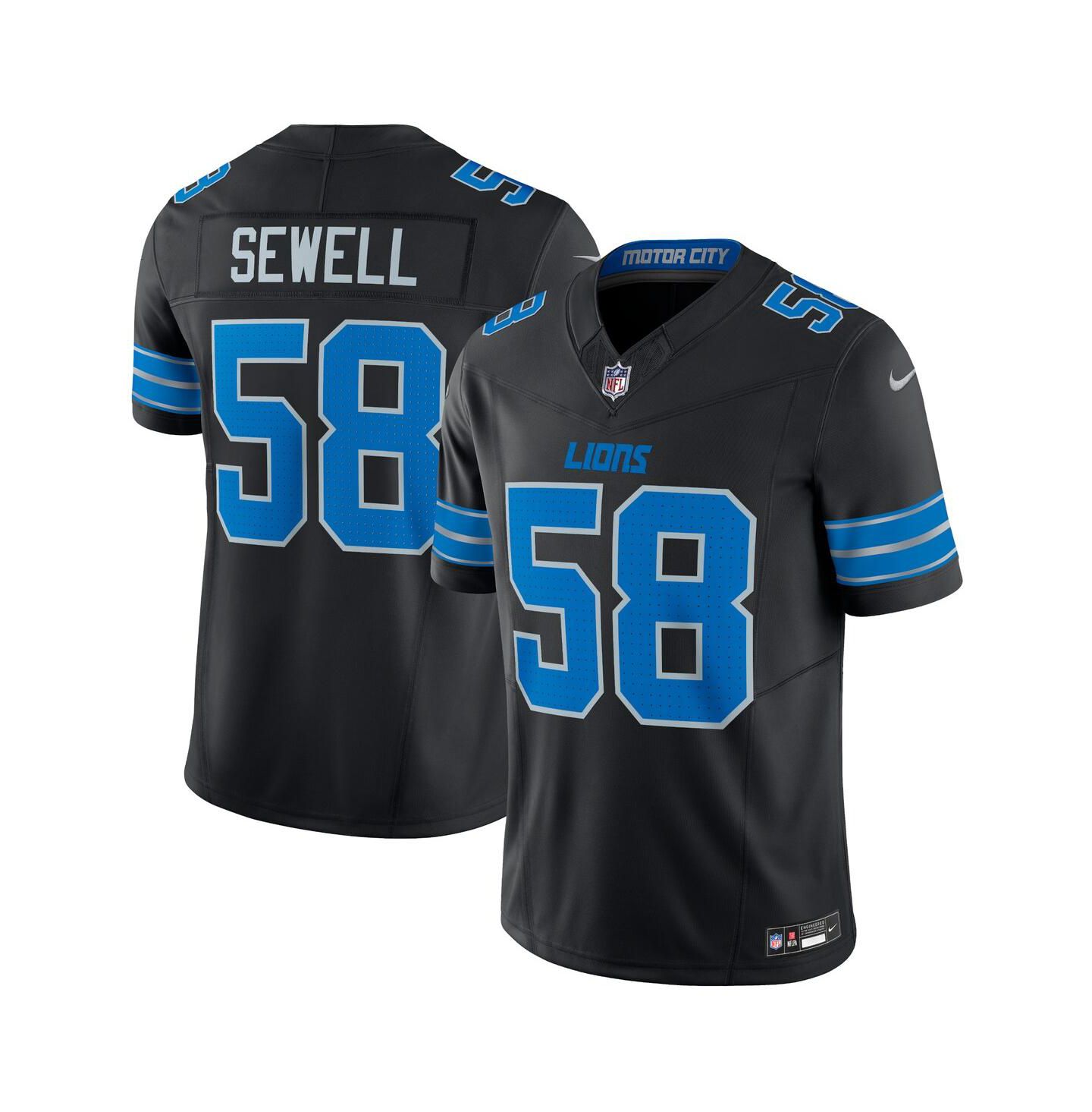 Мужской топ Nike Penei Sewell Detroit Lions Vapor F.U.S.E. Alternate Limited Jersey, цвет: Чёрный — фото 1