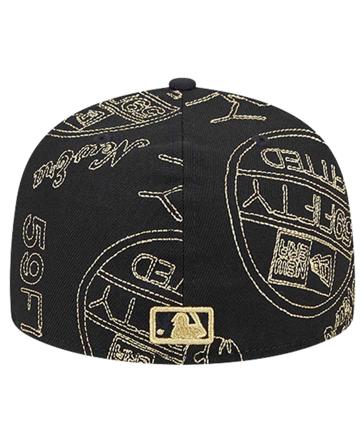 Shop New Era Men's Black Boston Red Sox 59fifty Day Allover Fitted Hat