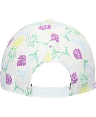 Men's White Sacramento Kings Palm Trees and Waves Golfer Adjustable Hat