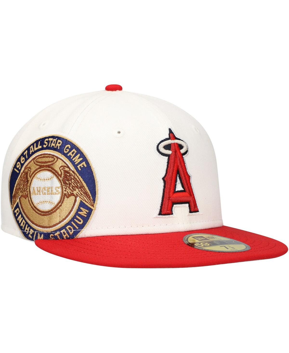 NEW ERA MEN'S WHITE/RED LOS ANGELES ANGELS MAJOR SIDEPATCH 59FIFTY FITTED HAT 