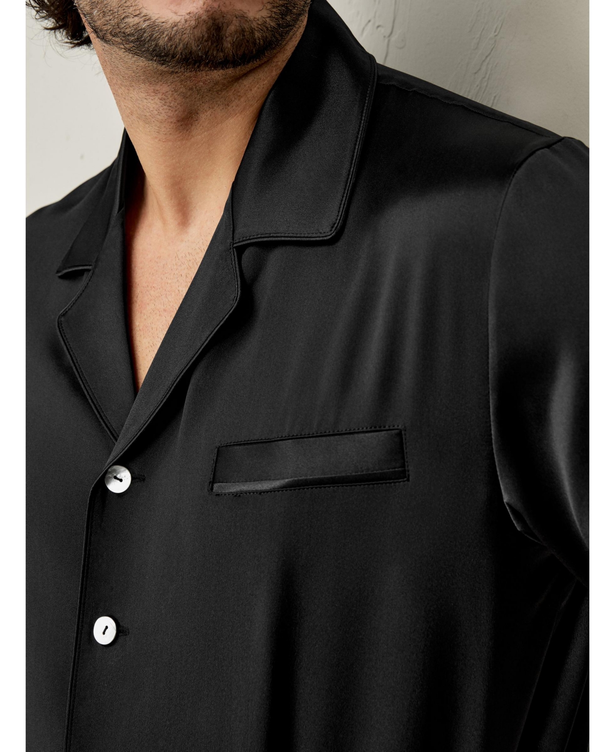 Lilysilk Men's Long Silk Pajamas Set with Contrast Trim for Men