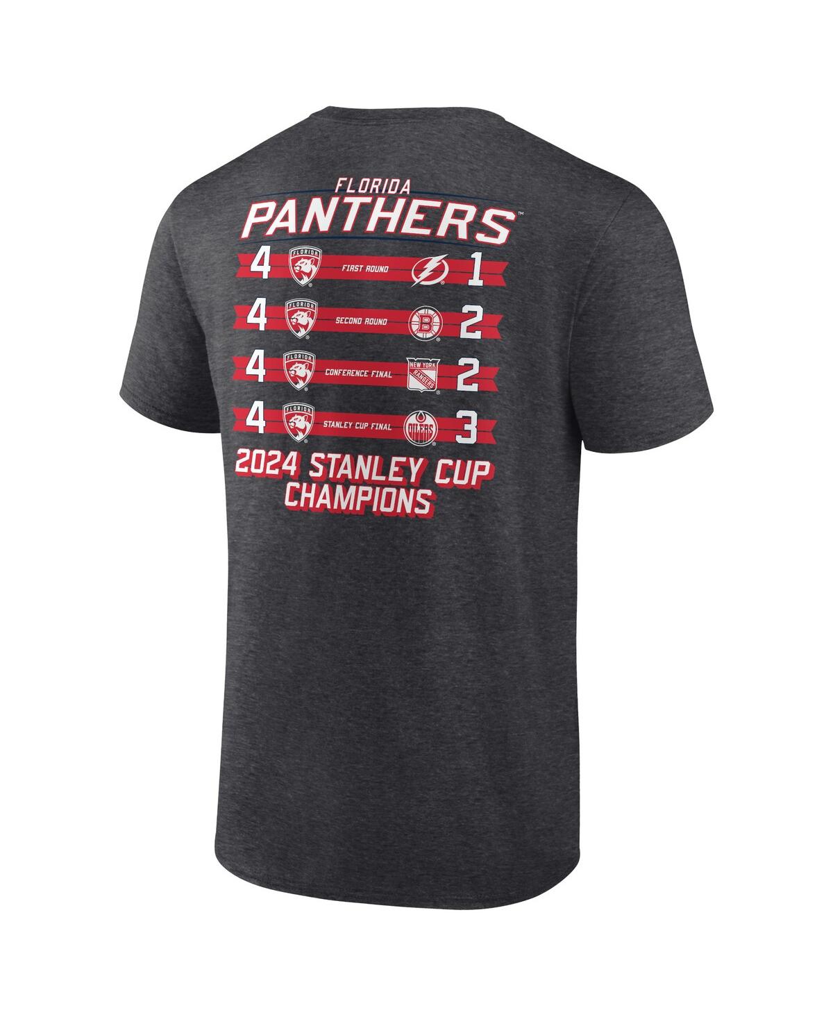 Fanatics Men'sFlorida Panthers 2024 Stanley Cup Champions Schedule T-Shirt - Heather Charcoal