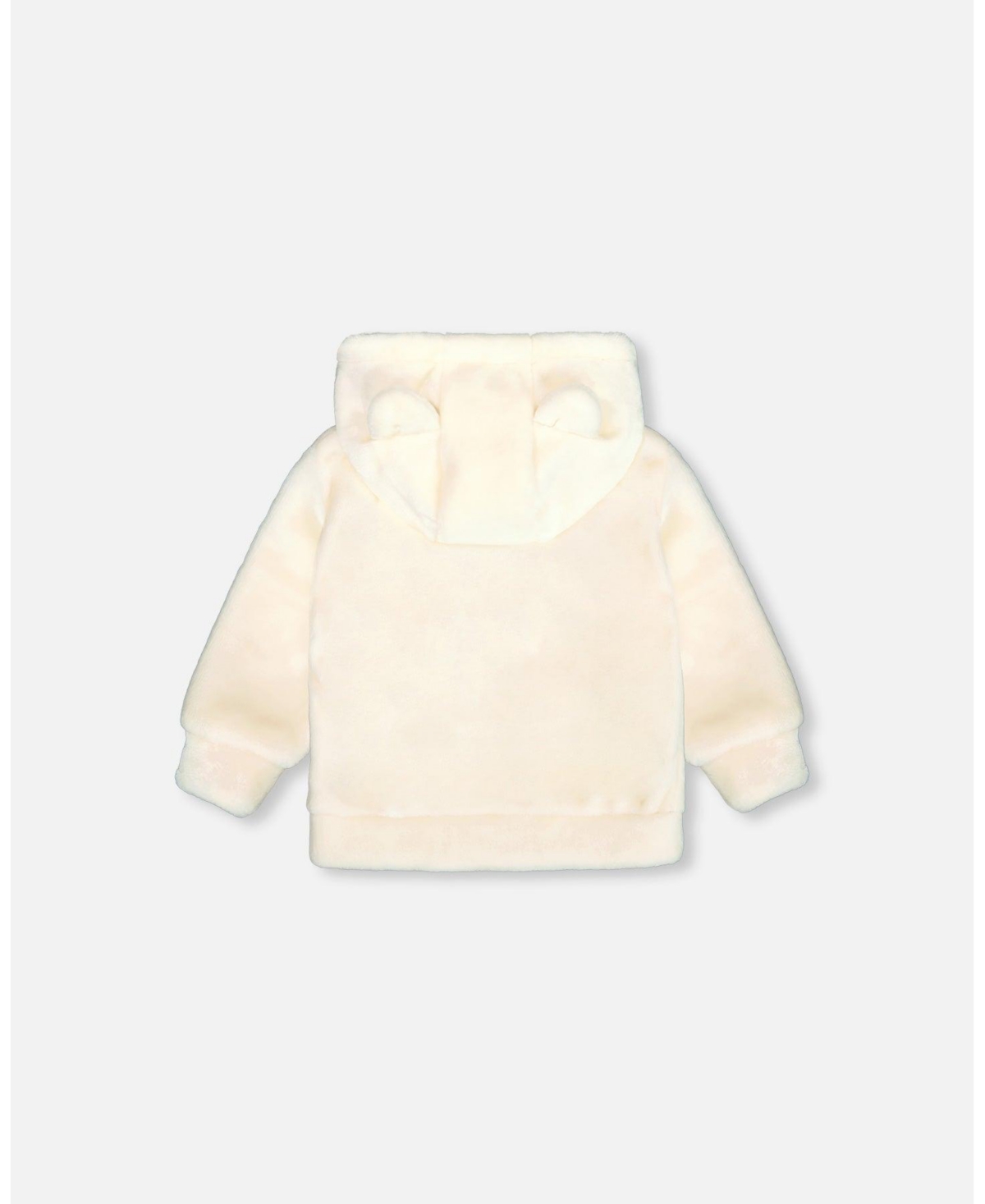 Deux par Deux Baby Girls Baby Plush Hooded Zip Jacket- Off white