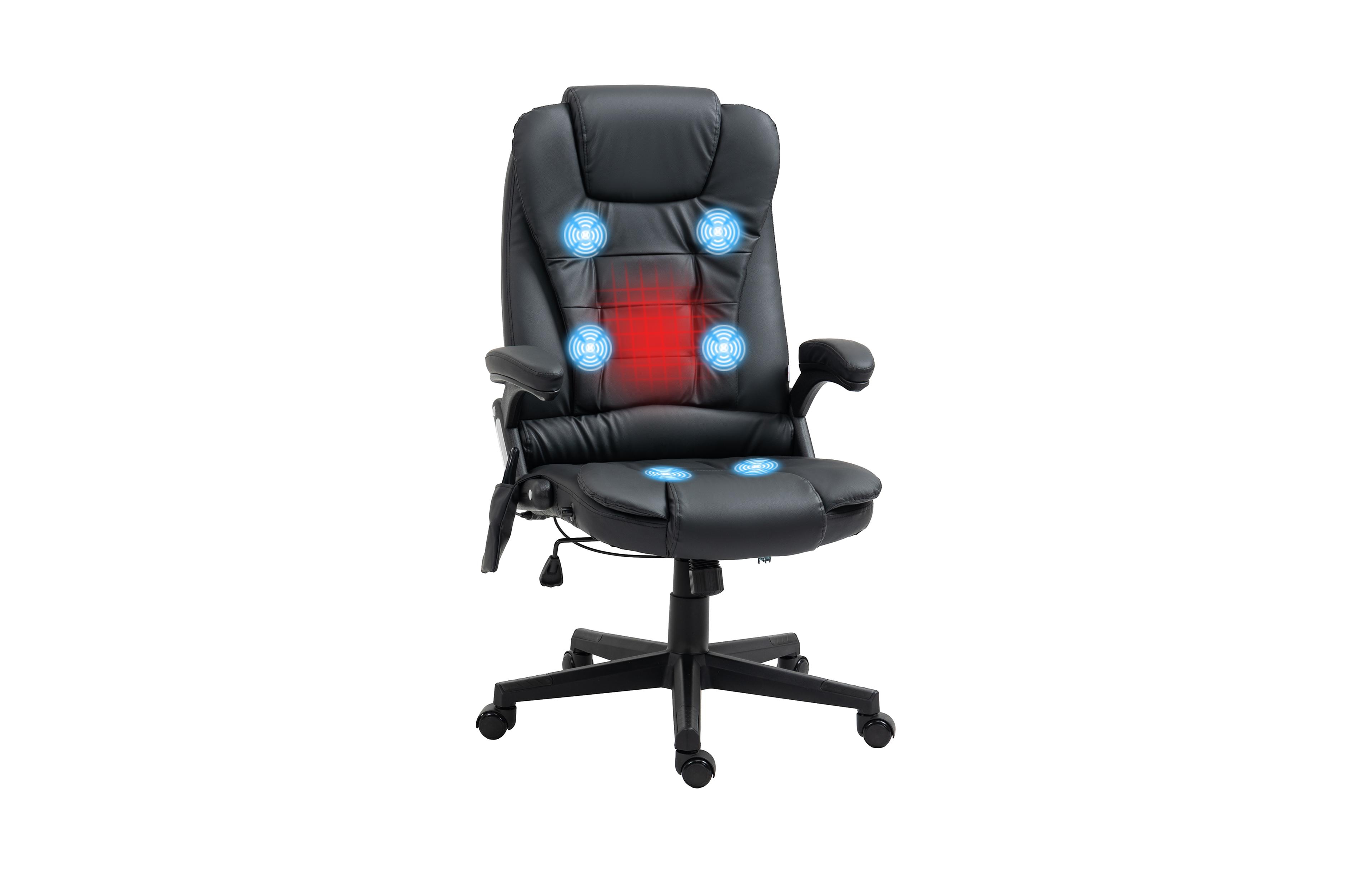 Homcom High-Back Vibration Massage Chair, Heating Office Chair, Black