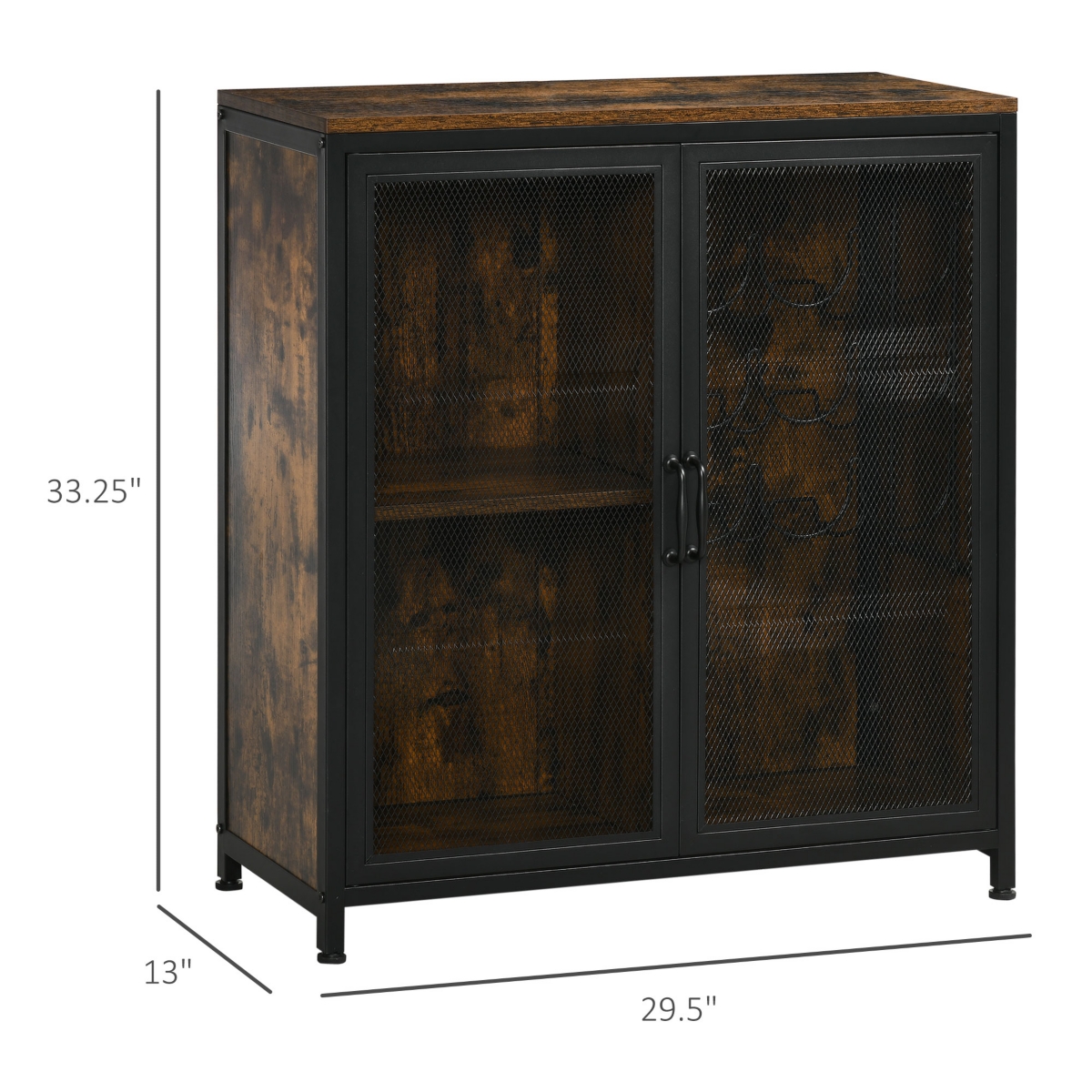 Homcom Industrial 9-bottle Wine Rack Cabinet Serving Buffet w/ Glass Holders, Brown