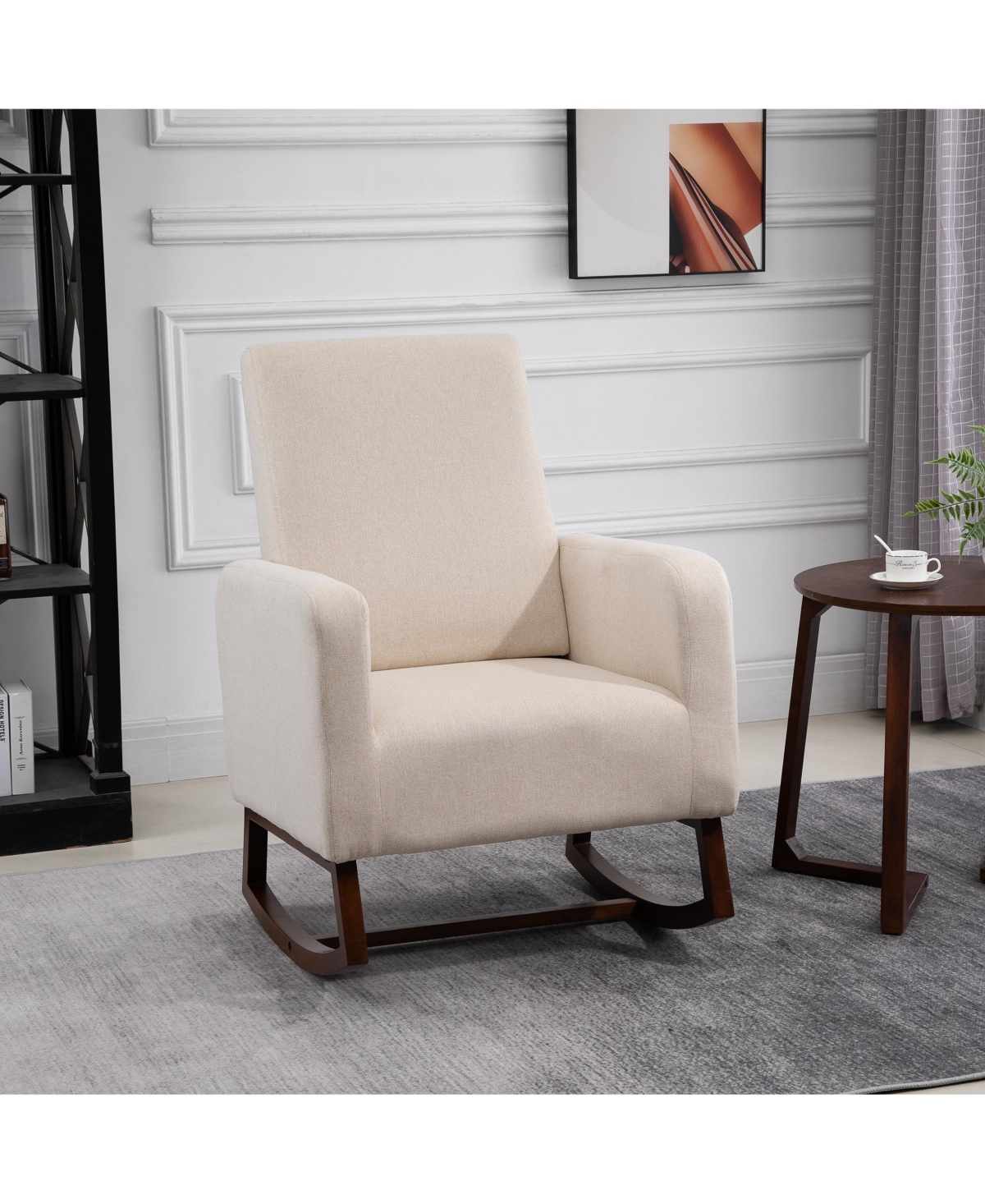 Homcom Breathable Linen Fabric Side Chair/Living Room Chair with Thick Padded Seats