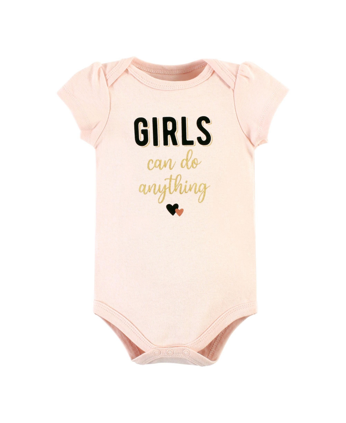 Hudson Baby Baby Girls Cotton Bodysuit and Pant Set,- Cinnamon hearts short sleeve