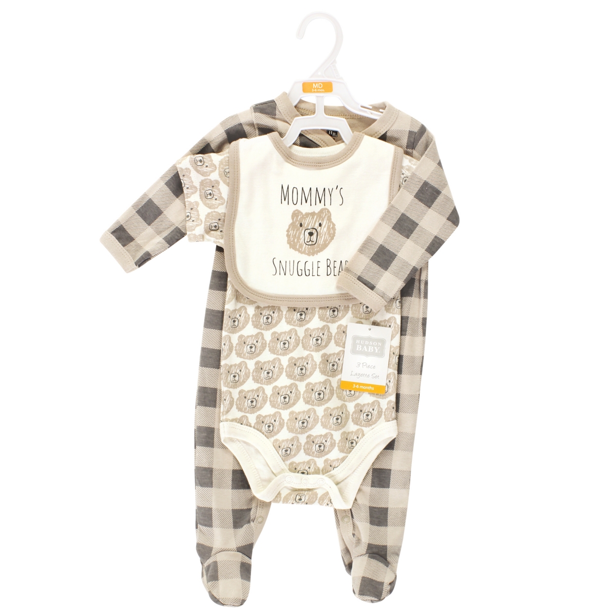 Hudson Baby Baby Boys Cotton Sleep and Play, Bodysuit and Bandana Bib Set
