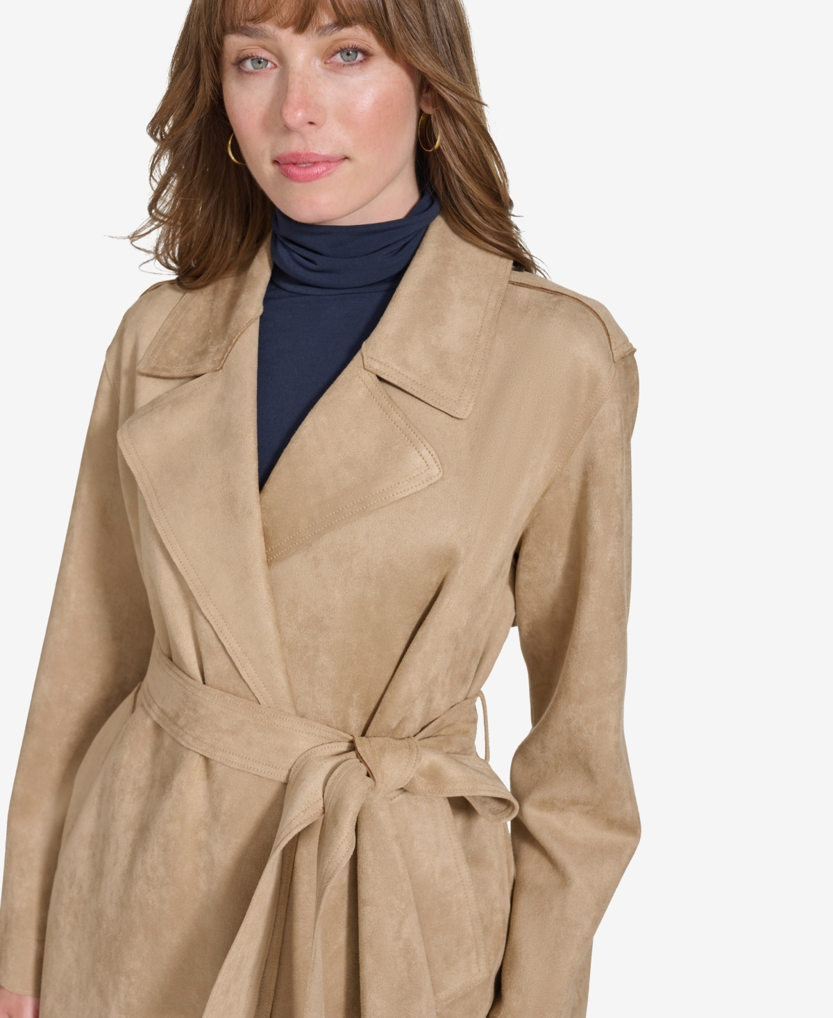 Tommy Hilfiger Women's Faux-Suede Trench Coat