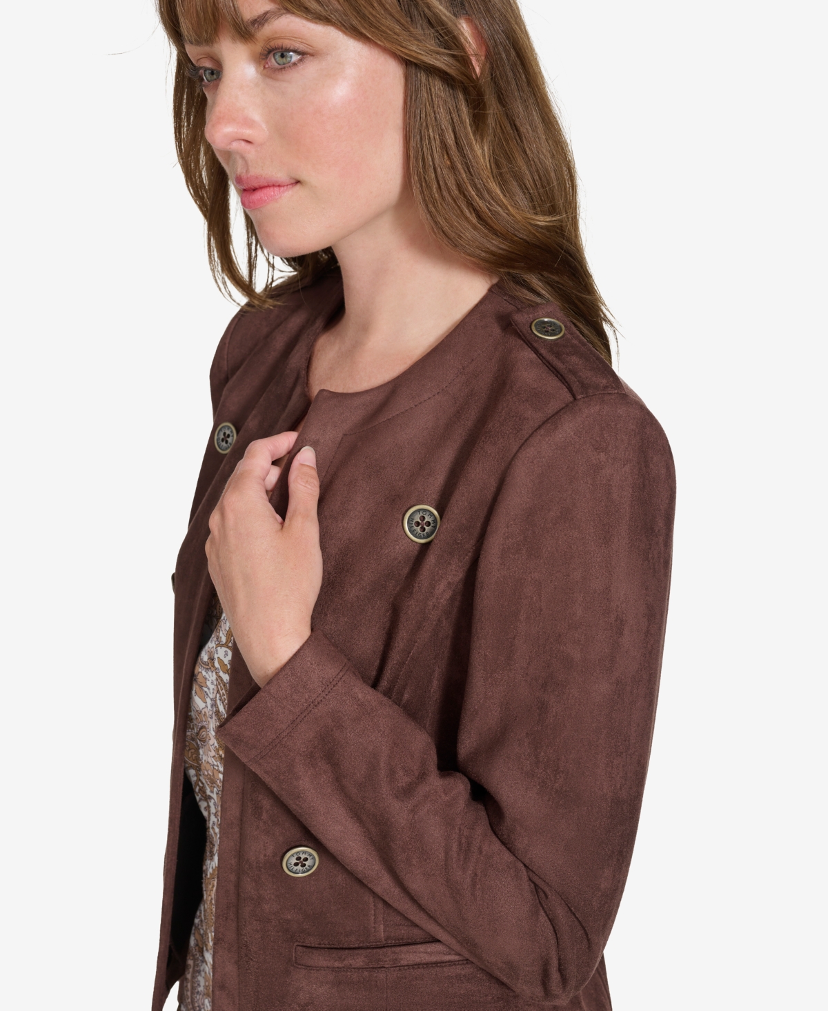 Tommy Hilfiger Women s Faux Suede Band Jacket Chicory Smart Closet