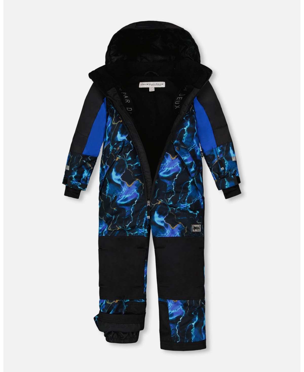 Deux par Deux Big Boys One Piece Technical Snowsuit- Black printed storm