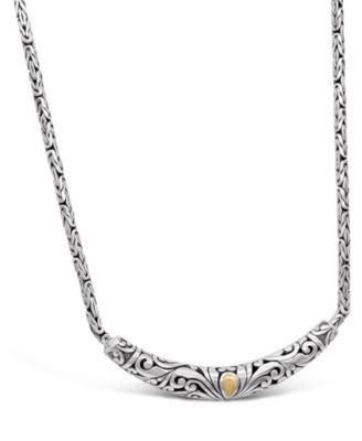 Bali Filgree with Borobudur Chain Necklace in Sterling Silver with 18K Gold