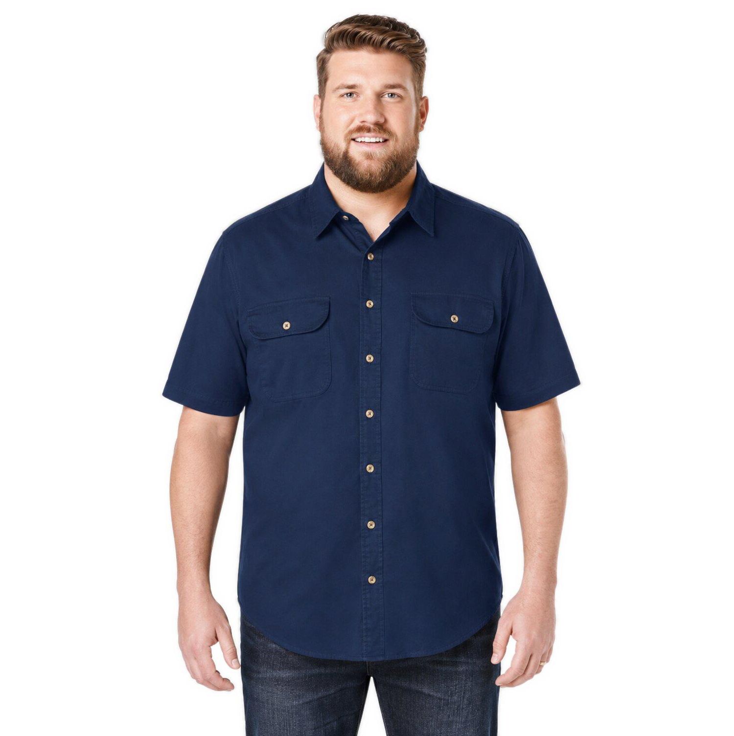 Tall by KingSize Short Sleeve Denim and Twill Shirt