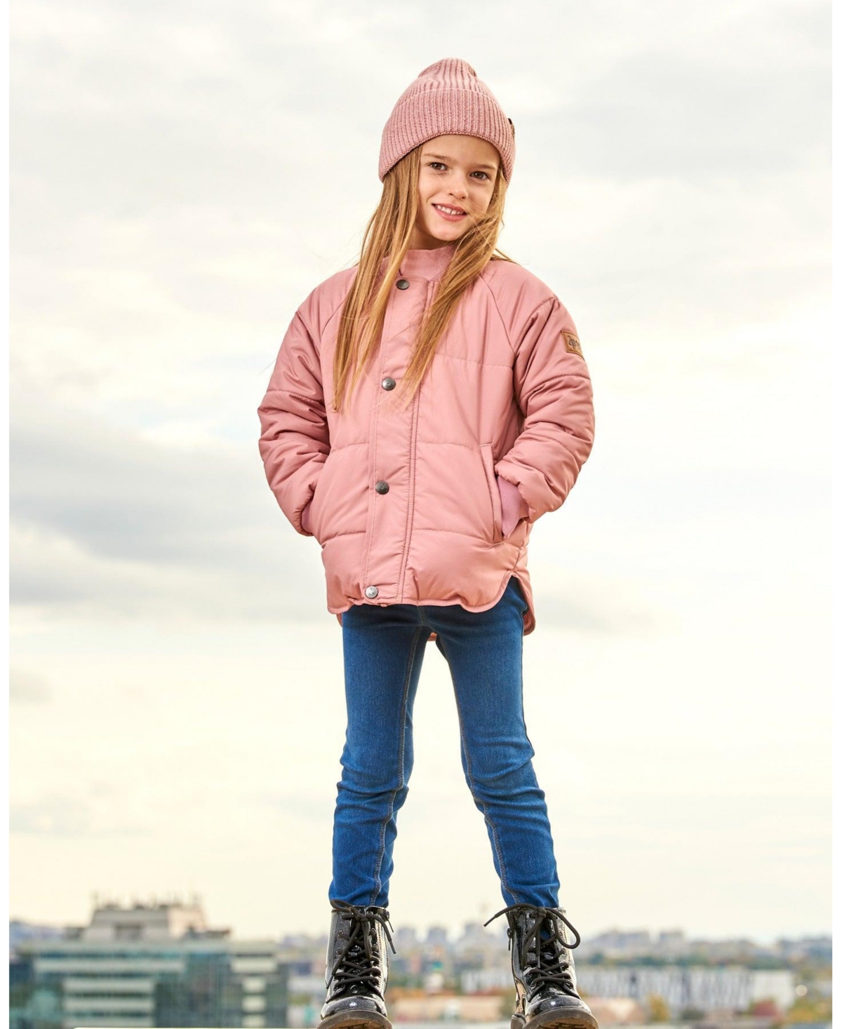 Deux par Deux Big Girls Quilted Jacket- Pink
