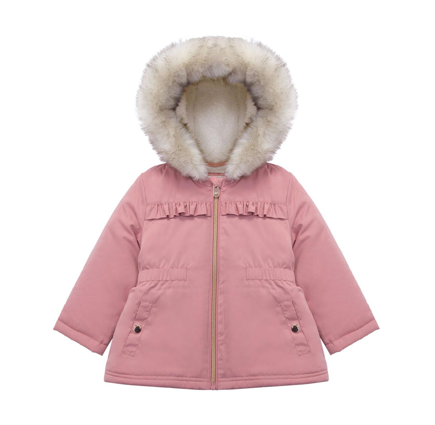 Baby Girls Puffer Jacket with Sherpa Fleece Lining 6-24M