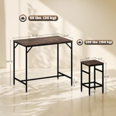 5-Piece Modern Industrial Dining Table Furniture Set w/4 Armless Chairs