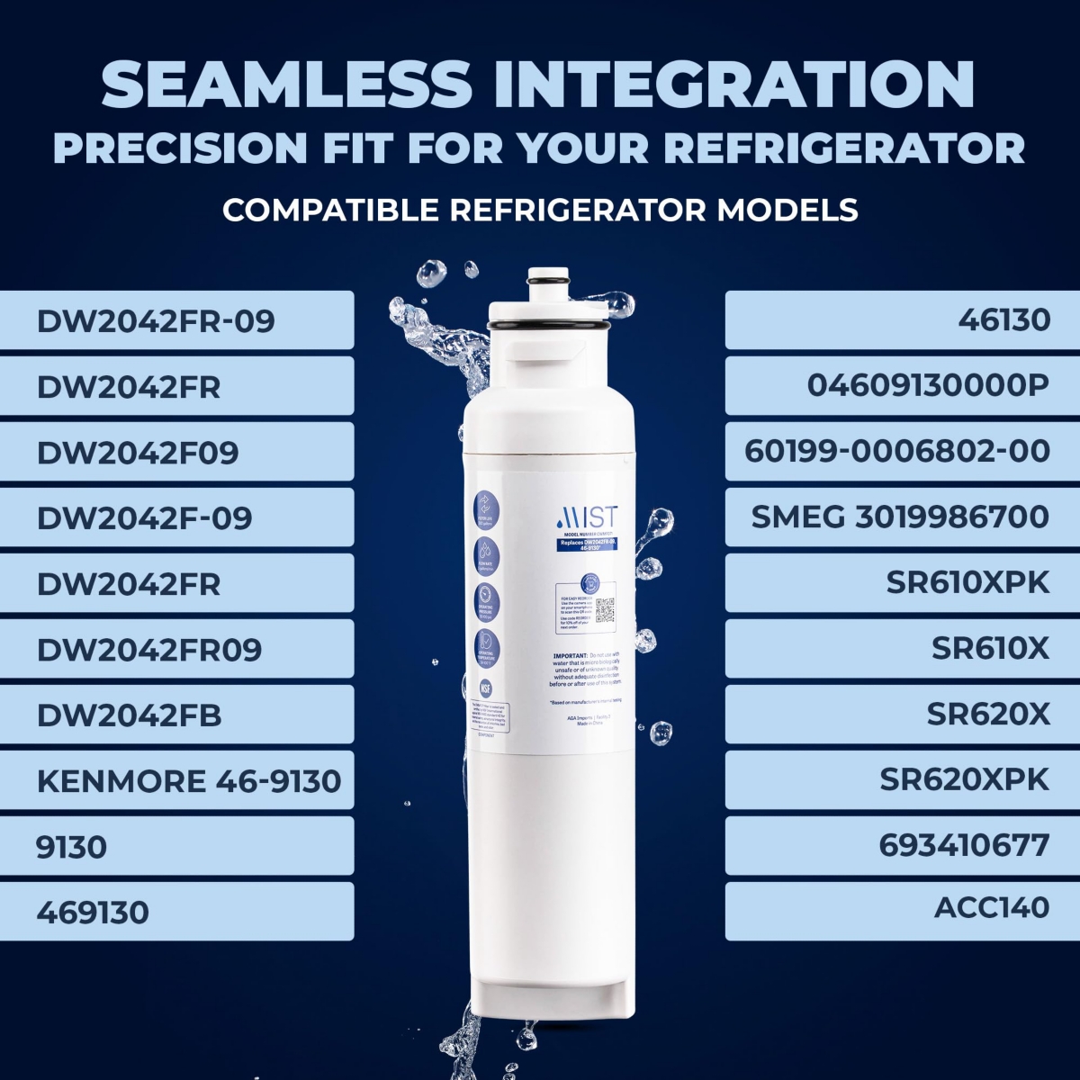 Mist DW2042FR-09 Water Filter Replacement for Daewoo, Refrigerator Water Filter Compatible with DW2042FR, Aqua Crystal DW2042F-09