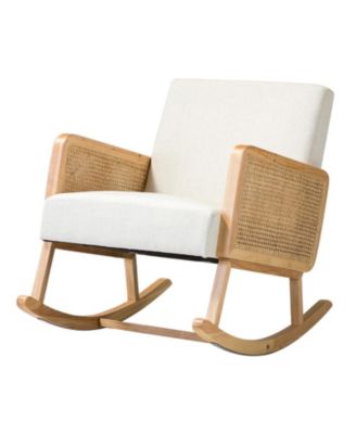 Hulala Home Venezia Upholstery Rocking Chair with Rattan Arms - Macy's