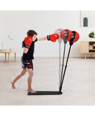Kids Punching Bag with Adjustable Stand and Boxing Gloves