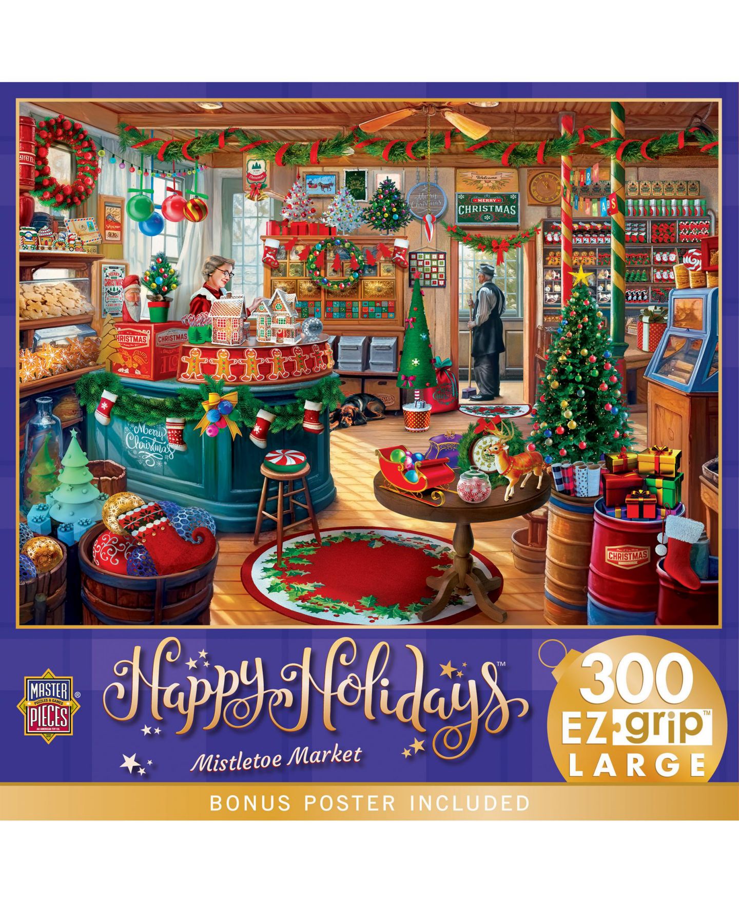 Детский пазл MasterPieces Puzzles Mistletoe Market 300 Piece EZ Grip Jigsaw Puzzle, Ages 12+ — фото 1