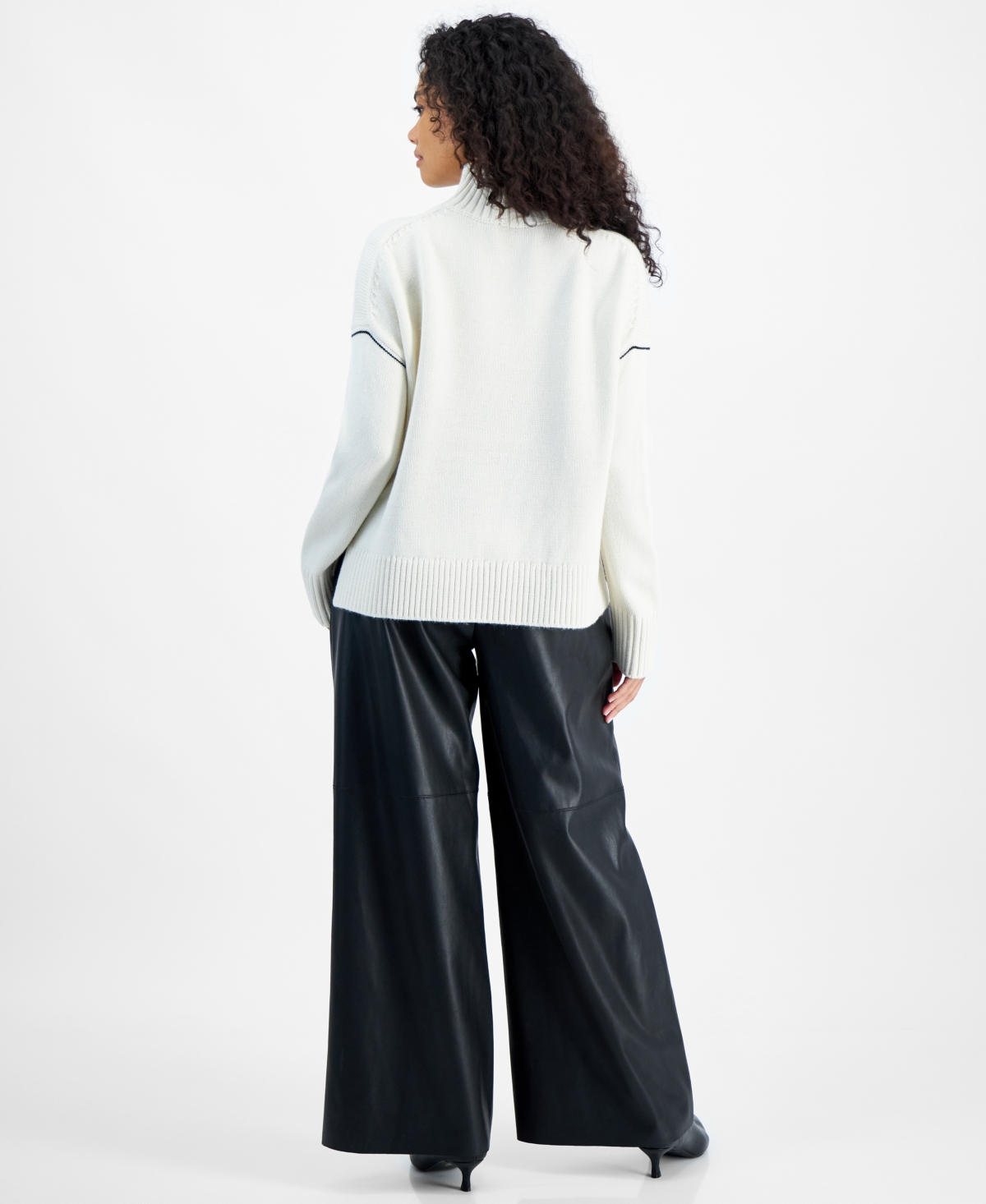 Dkny Jeans Petite Intarsia Logo Sweater -blk