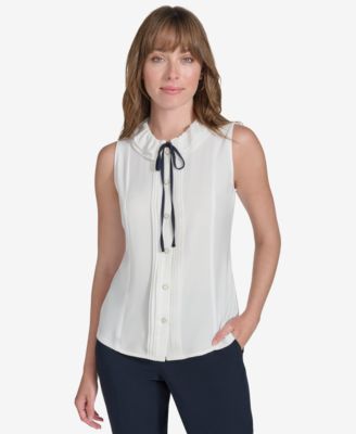 トップス melt the lady tie neck ribbon sleeveless Tommy Hilfiger Women's Sleeveless Tie-Neck Blouse - Macy's