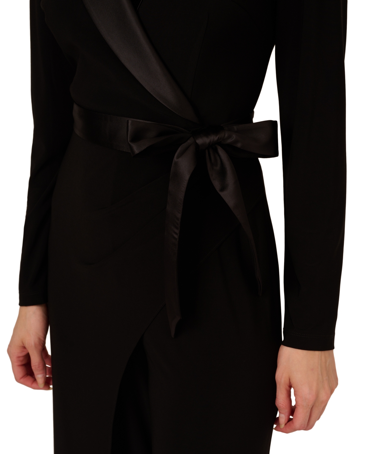 ADRIANNA PAPELL WOMEN'S LONG-SLEEVE TUXEDO JUMPSUIT 