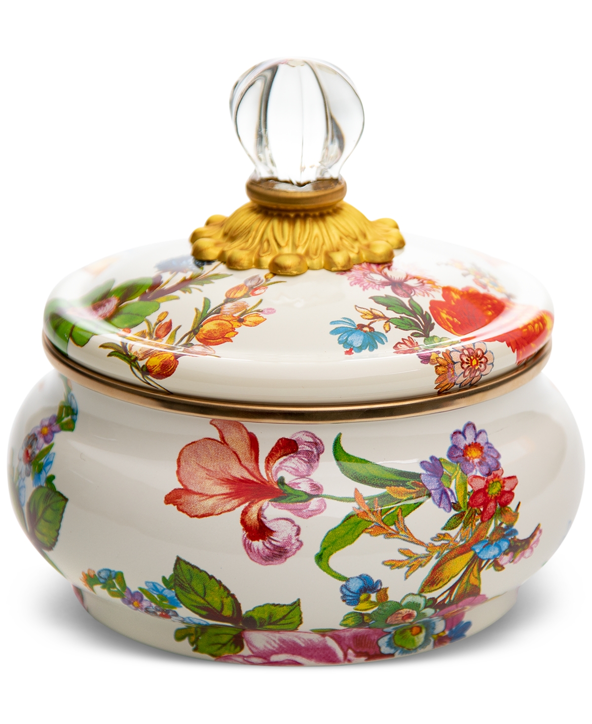 Mackenzie-childs White Flower Market Enameled Steel Squashed Pot In No Color
