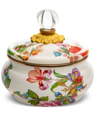 Mackenzie-Childs White Flower Market Enameled Steel Squashed Pot - Macy's