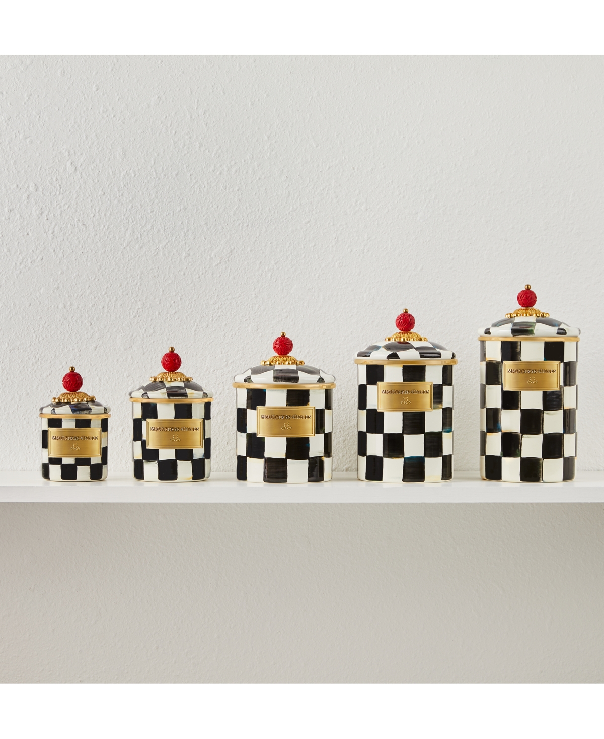 Mackenzie-childs Mackenzie Childs Courtly Check Enamel Canister In Black